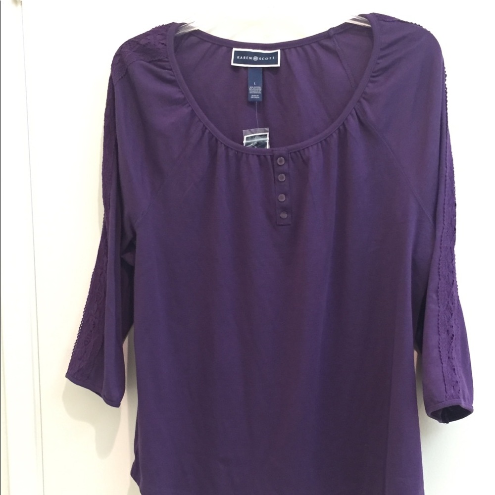 Karen Scott T-Shirt Purple L
